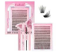 Fadlash Individual Cluster Lashes Extensions Kit AD17 0.07 D Curl 10-16mm Mixed Trays Individual Eyelashes Bond And Seal Lash Eyelash Extension Remover And Tweezers