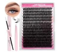 Fadlash Individual Eyelashes Cluster Lashes Kit 0.07 D Curl 15-20mm 40D Eyelashes Extension Kit Natural Cluster Lashes with Lash Glue Bond and Seal,Tweezers Light Fluffy DIY at Home