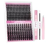 FADLASH Lash Cluster Kit Professional Volume C3+C9 3D Effect High Density Manga Clusters, Individual Lashes Eyelash Extension D-Curl, 0.07mm 8-16mm Lengths, with Pink Tweezers + Bond & Seal