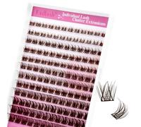 FADLASH Lash Clusters Brown Natural Eyelash Clusters DIY D Curl Cluster Eyelash Extensions with Soft Thin Band Reusable Individual Lashes for Self Use (R028, 8-16mm)
