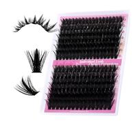 FADLASH Mixed Density Manga Lash Clusters - 60D+80D Layered Volume, D-Curl, 0.07mm Ultra-Thin Band, 8-16mm Lengths, DIY Wispy Lashes for Natural to Dramatic Look