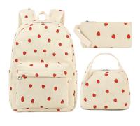 FADOVYE Waterproof Laptop Backpack for Girls Women, Water Resistant College School Backpack Casual Daypacks with Lunch Box Pencil Case, Large, Strawberry, Strawberry-1, Cute