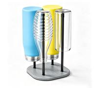 Fadroky Bottle Holder for SodaStream Glass Bottles, 4 Drainer | Stainless Steel Bottle Dryer with Diatomite Drip Tray, Silicone Caps, EVA Non-Slip Base for SodaStream Crystal
