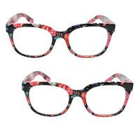 Fads & Fashions 2 PACK Colorful Stylish Retro Geek/Nerd Oversized Reading Glasses with Metal Hinges - Model TN14 (2 PACK FLORAL, 3.0, x)