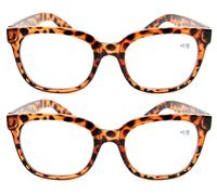 Fads & Fashions 2 PACK Colorful Stylish Retro Geek/Nerd Oversized Reading Glasses with Metal Hinges - Model TN14 (2 PACK TORTOISE, 2.5, x)