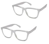 Fads & Fashions 2 PACK Retro Geek Chic Oversize Reading Glasses - Bold 1950s/60s Style Unisex Frames Clear Acrylic Lenses +1.0 to +4.0 - Model 9130 (2 Pairs Transparent, 2.5, x)