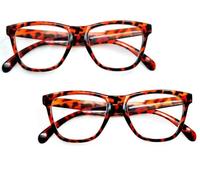Fads & Fashions 2 PACK Retro Geek Chic Oversize Reading Glasses - Bold 1950s/60s Style Unisex Frames Clear Acrylic Lenses +1.0 to +4.0 - Model 9130 (2 Pairs Tortoise, 2.0, x)
