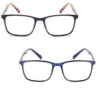 Fads & Fashions 2 PACK Slim Retro Mens Womens Acetate Reading Glasses Stainless Steel Hinges Reinforced Stainless Rod Temples DX85 (2 PACK MIXED TORTOISE & BLACK - BLUE, 2.0, x)