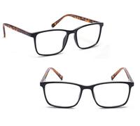 Fads & Fashions 2 PACK Slim Retro Mens Womens Acetate Reading Glasses Stainless Steel Hinges Reinforced Stainless Rod Temples DX85 (2 PACK TORTOISE & BLACK, 2.5, x)