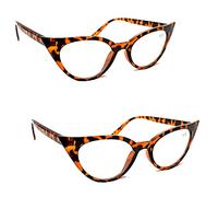 Fads & Fashions 2 Pairs Mix N Match Cat Eye Reading Glasses Sun Readers & Sunglasses UV400 Retro 1960s Metal Hinges MT57 (2 x Tortoise Reading Glasses, 1.5)