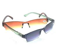 Fads & Fashions 2 Pairs Sun Readers GREAT VALUE Spring Hinged Reading Glasses +1.0+1.5+2.0+2.5+3.0 in Grey or Brown MT60 (1 x Brown 1 x Grey, 3.0)