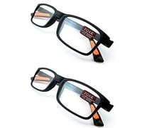 Fads & Fashions 2 x PAIRS TR90 Bendable, Flexible Reading Glasses,Quality Lenses, Super-lite with 13 Lens Strengths RG9 (2 x Pairs Black & Orange, +3.0)
