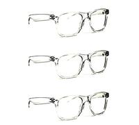 Fads & Fashions 3 Pairs Classic Retro Oversized Style Fashion Big Frame Reading Glasses +0.5 up to +4.0 Available In 24 Colour Designs TN49 (Transparent, +3.50)