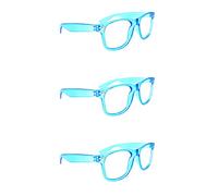 Fads & Fashions 3 Pairs Classic Retro Oversized Style Reading Glasses in 30 Colour Designs TN49 (Aqua Blue, 2.0)
