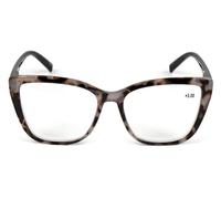 Fads & Fashions Cat Eye Funky Retro Reading Glasses Women with Spring Hinges DX88 (Grey Leopard with Black Temples, 2.0, x)