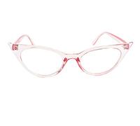 Fads & Fashions Cat Eye Reading Glasses Retro 1950s 1960s Vintage Fashion Metal Hinges MT57 (Transparent Pink, 2.0)