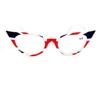 Fads & Fashions Cat Eye Reading Glasses Retro 1950s 1960s Vintage Fashion Metal Hinges MT57 (Union Jack, 2.5)