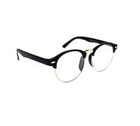 Fads & Fashions Classic Round Half Frame Browline Stylish Retro Reading Glasses in 3 Colours TN106 (Black, 1.0)
