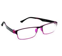 Fads & Fashions MT115 Stylish Super-lite Retro Acetate + Rubber Tipped Framed Reading Glasses (Purple, 2 x)
