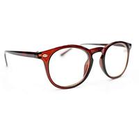 Fads & Fashions MY67 Retro Oval Classic Unisex Framed Reading Glasses with Spring Hinges in 4 Colours (Brown, 3.5)