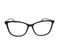 Fads & Fashions Stylish Cat Eye Reading Glasses Retro 1950/60s Metal Hinges DX63 (Black, +2.0)