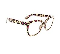 Fads & Fashions Stylish Retro Geek/Nerd Oversized Reading Glasses with Metal Hinges - Model TN14 (Beige Leopard, 3.0)
