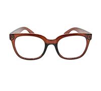 Fads & Fashions Stylish Retro Geek/Nerd Oversized Reading Glasses with Metal Hinges - Model TN14 (Shiny Brown, 4.0)