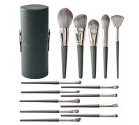 FADUIIO Makeup Brush Set - 14 Pcs Premium Synthetic Brushes for Foundation, Powder, Concealer, Eyeshadow & Blush with Green Travel Case