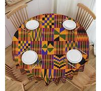 Faduni African Tribal Ethnic Texture Round Tablecloth - 60 Inch Washable Polyester Table Cloth Decorative Table Cloth For Kitchen Dining Table Parties Camping