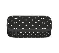 FADUNI Black and White Polka Dot Large Pencil Case for Girls and Boys, Aesthetic Pencil Bag with Multi Compartments for Adults, Office Stationary Organizer Practical for Kids Teenage Women Men
