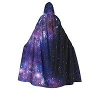 Faduni Blue & Purple Galaxy Printed Unisex Christmas Halloween Witch Party Hooded Adult Vampires Cape Cloak