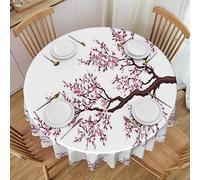 Faduni Cherry Blossoms Tree Round Tablecloth - 60 Inch Washable Polyester Table Cloth Decorative Table Cloth For Kitchen Dining Table Parties Camping