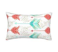 Faduni Coral And Teal Arrows Printing Pillow Case,Super Soft Brushed Microfibre Pillowcases With Hidden Zipper Bag Package