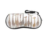Faduni Cute Cartoon Funny Giraffes Lightweight Soft Sunglasses Case,Neoprene Zipper Glasses Pouch,Portable Eyeglasses Bag With Hook For Women Men