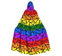 Faduni Gay Pride Rainbow Pattern Printed Unisex Christmas Halloween Witch Party Hooded Adult Vampires Cape Cloak