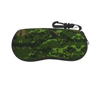 Faduni Green Army Digital Camouflage Lightweight Soft Sunglasses Case,Neoprene Zipper Glasses Pouch,Portable Eyeglasses Bag With Hook For Women Men