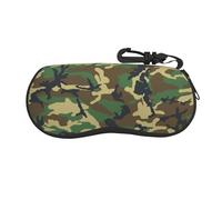 Faduni Green Military Camo Lightweight Soft Sunglasses Case,Neoprene Zipper Glasses Pouch,Portable Eyeglasses Bag With Hook For Women Men
