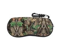 Faduni Hardwoods Green Camo Lightweight Soft Sunglasses Case,Neoprene Zipper Glasses Pouch,Portable Eyeglasses Bag With Hook For Women Men
