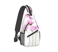 Faduni Pink Leaf Flowers Waterproof Lightweight Sling Rucksack Bag For Sports And Outdoor For Women Man