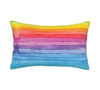 Faduni Rainbow Colored Striped Printing Pillow Case,Super Soft Brushed Microfibre Pillowcases With Hidden Zipper Bag Package