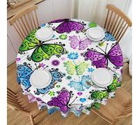 Faduni Spring Colorful Butterfly Round Tablecloth - 60 Inch Washable Polyester Table Cloth Decorative Table Cloth For Kitchen Dining Table Parties Camping