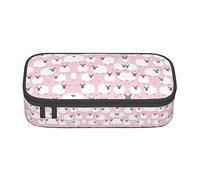 FADUNI White Sheep On Pink Background Large Capacity Pencil Case Pouch Holder Pen Case School Supplies Gift for Middle High School Students Girl Boy Adult Teen