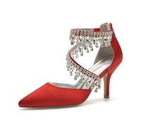 FADUNI Womens Sparkly High Heel Stiletto Pump,Glitter Pointed Toe Dressy Prom Shoes Sparkly Prom Shoes Stiletto Wedding Heels,red,8 UK