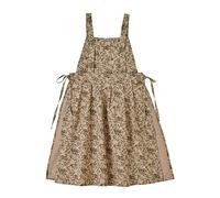 FADUOFA Japanese Cotton Linen Cross Back Apron with Pockets,Fashion Pinafore Dress for Gardening Painting Cleaning Cooking, Coffee Flower, 37.8x17in