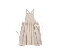 FADUOFA Japanese Cotton Linen Cross Back Apron with Pockets,Fashion Pinafore Dress for Gardening Painting Cleaning Cooking, White, Medium