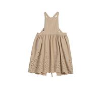 FADUOFA Japanese Cotton Linen Cross Back Apron with Pockets,Fashion Pinafore Dress for Gardening Painting Cleaning Cooking, Light Brown, Medium