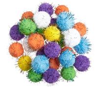 FadyDail 30Pcs 3CM Sparkle Balls for Cats, Cat Toy Pom Pom Balls Fuzzy Balls Tinsel Balls for Cats, Interactive Cat Toy Cat Balls Toys for Indoor Cats (Mixed Colour)