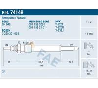 FAE Glow Plug 74149 for Mercedes-Benz, Puch