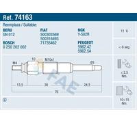 Glow plug 74163 FAE for FIAT RENAULT PEUGEOT CITROËN IVECO