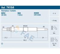 FAE 74164 Glow plug 11V M10x100 LAND ROVER: Defender Off-Road